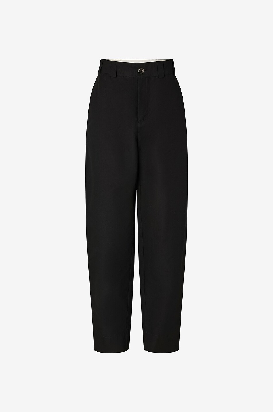 SOEUR Pantalon carotte taille haute en coton et lin Alouette Femme NOIR 1