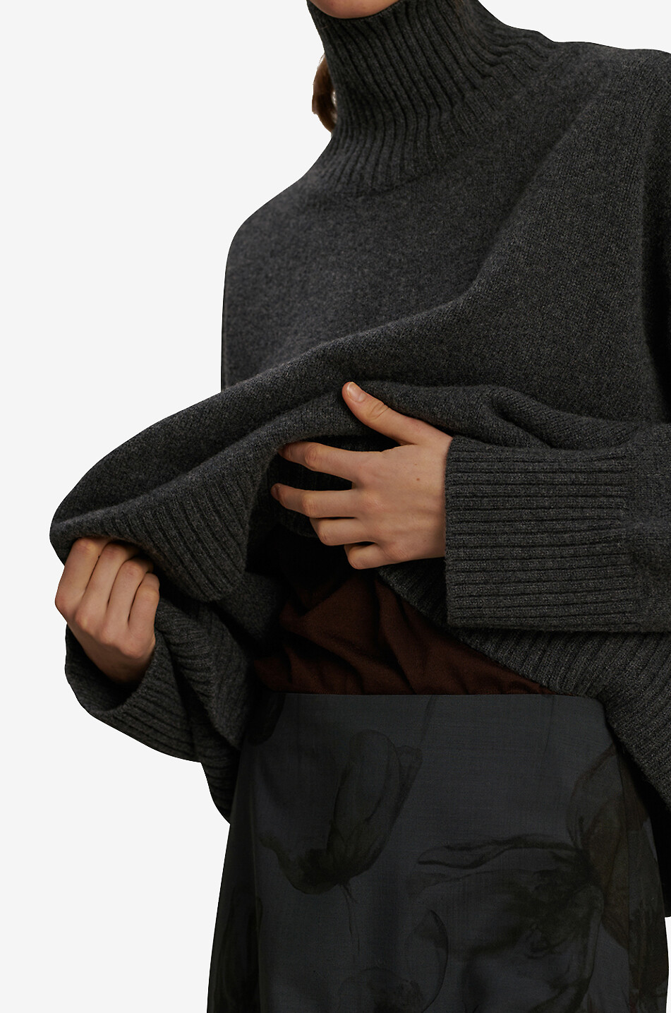 SOEUR Pull oversize en laine à col roulé William Femme GRIS FONCÉ 5