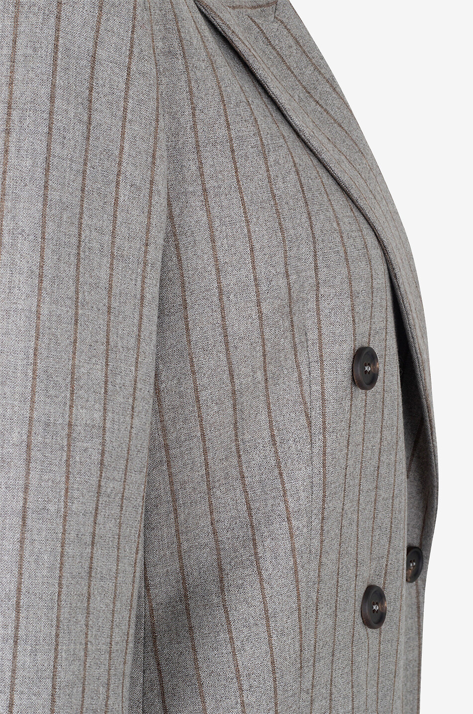 BRUNELLO CUCINELLI Cropped double-breasted pinstripe virgin wool blazer Women BROWN 3