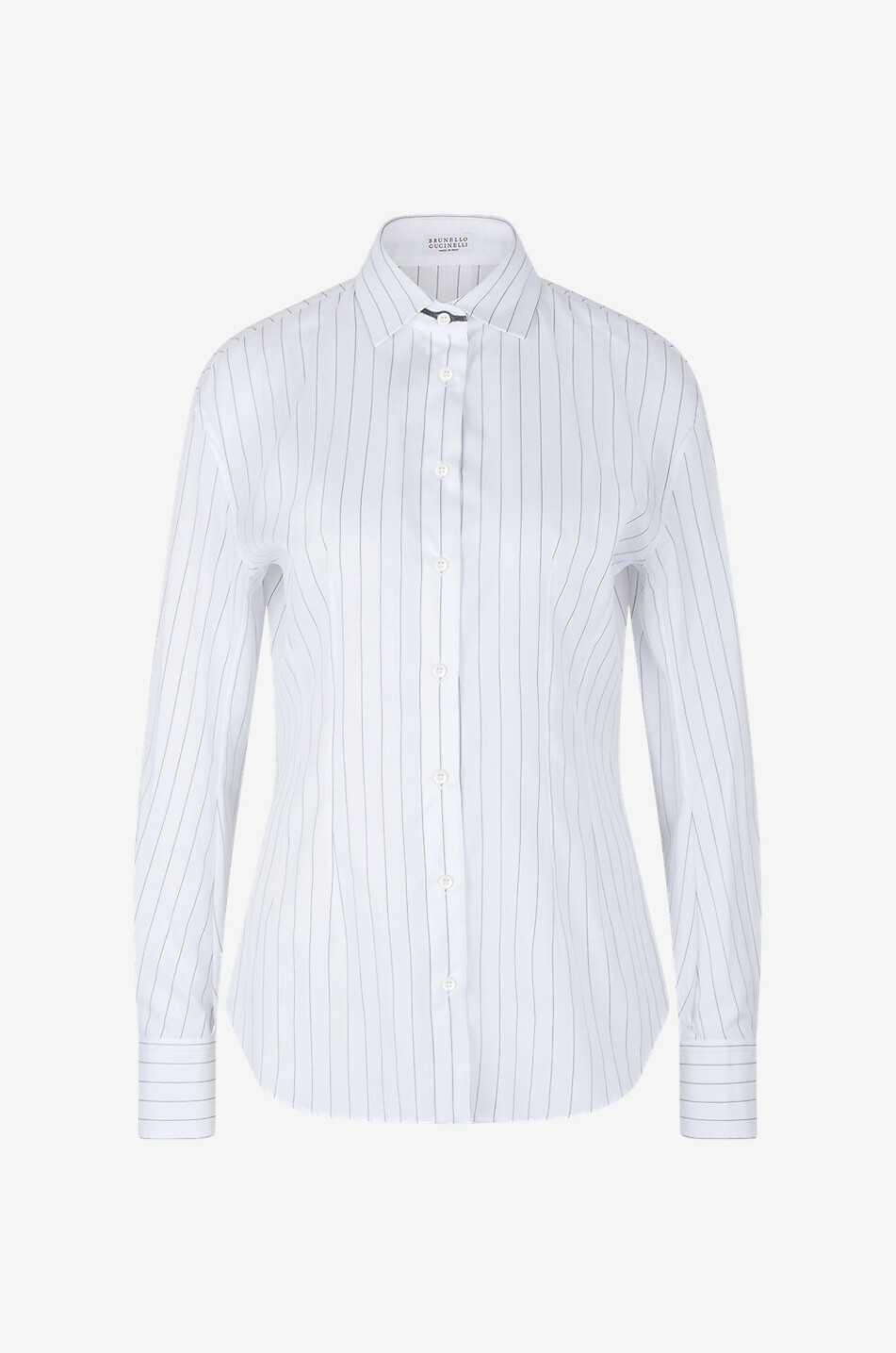 BRUNELLO CUCINELLI Chemise cintrée rayée en coton et soie Monile Femme BLANC 1