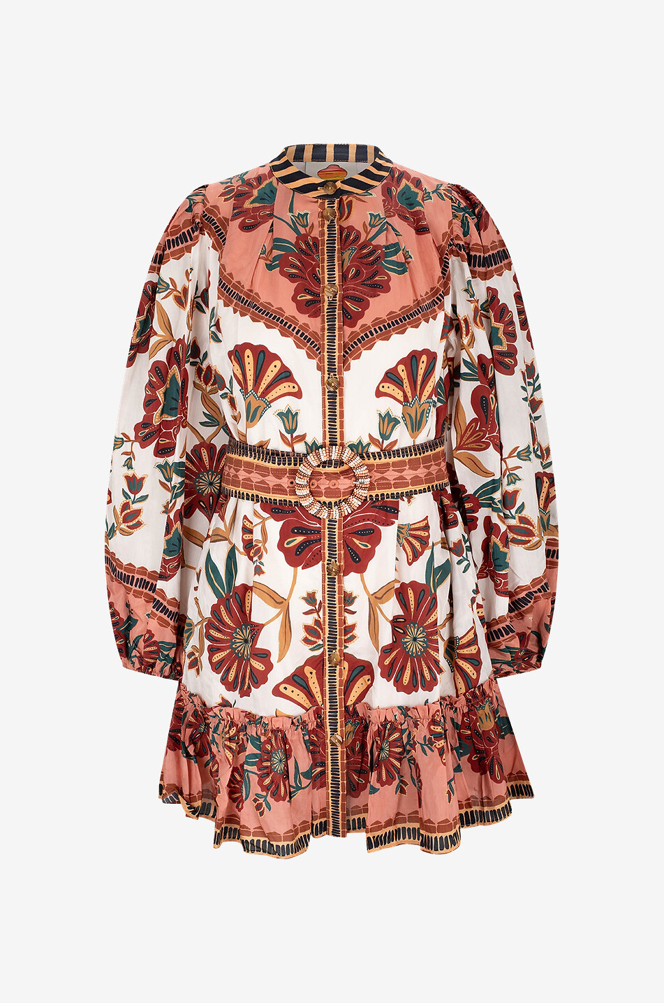Mini robe chemise en coton mélangé Riad