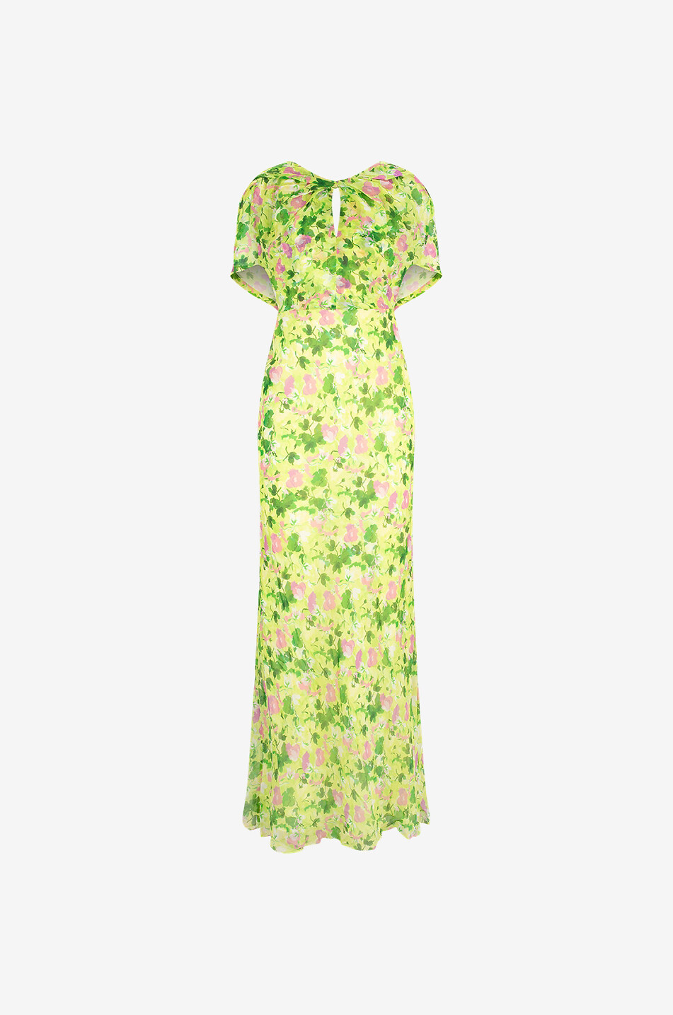 SALONI Claudia Poppies Lime long silk georgette cape dress Women MULTI COLOURED 1