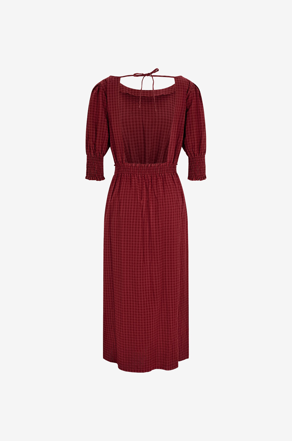 Robe midi évasée en seersucker Céleste