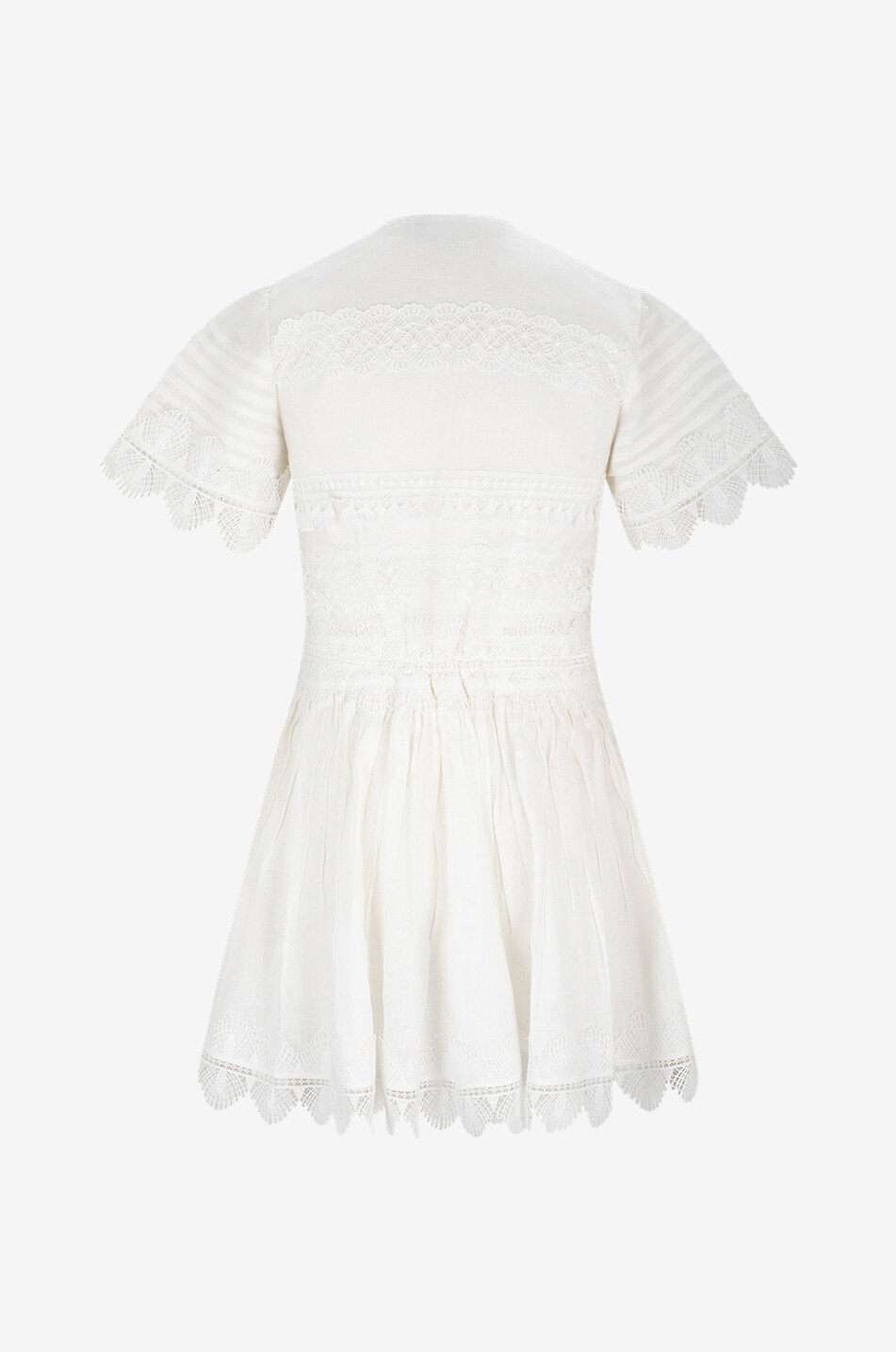 WAIMARI Mini robe chemise en lin et guipure Violetta Femme BLANC 2