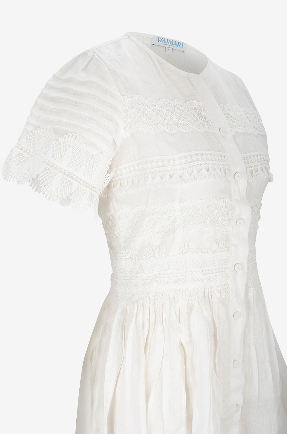 WAIMARI Mini robe chemise en lin et guipure Violetta Femme BLANC 3