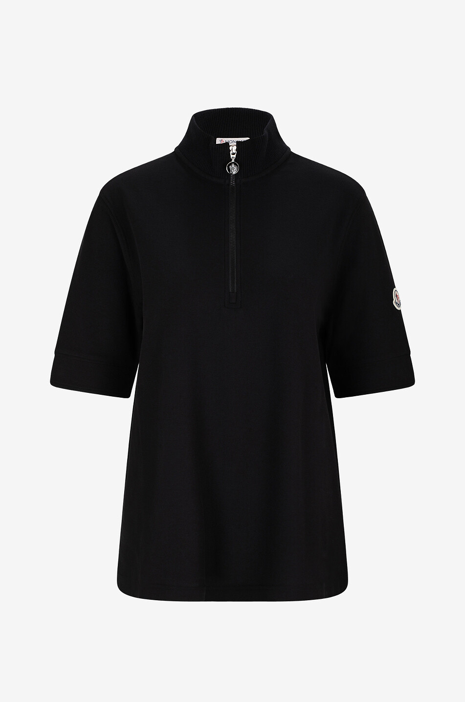 Half-zip stand-up collar polo shirt in cotton piqué