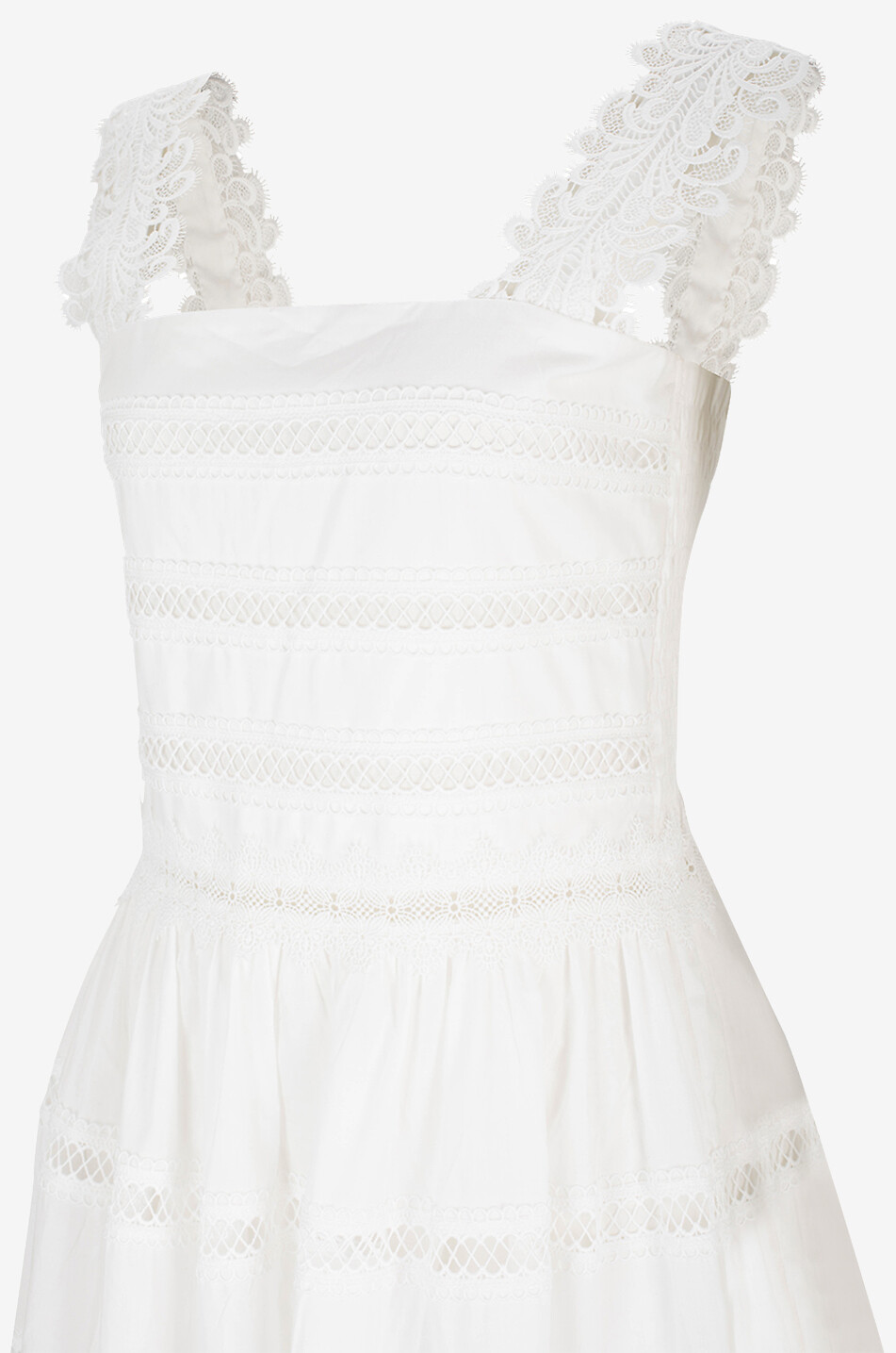 WAIMARI Midilanges Trägerkleid aus Baumwolle und Klöppelspitze Kate Damen WEISS 3