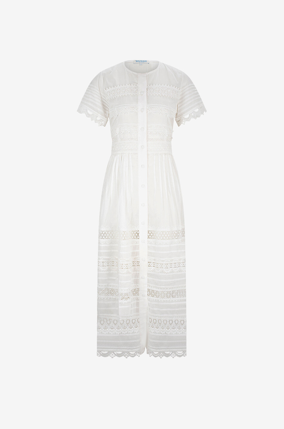 Camila midi shirt dress in voile and guipure