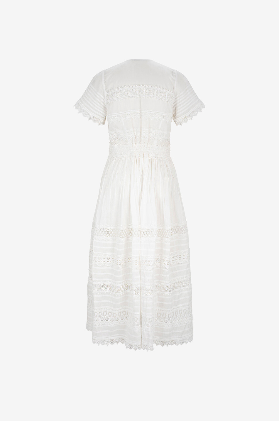 WAIMARI Camila midi shirt dress in voile and guipure Women WHITE 2