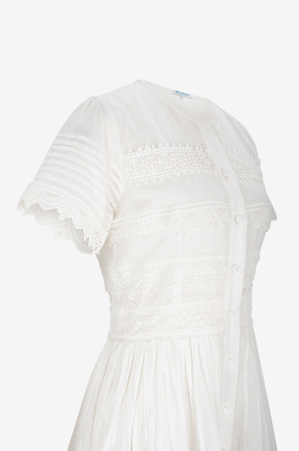 WAIMARI Camila midi shirt dress in voile and guipure Women WHITE 3