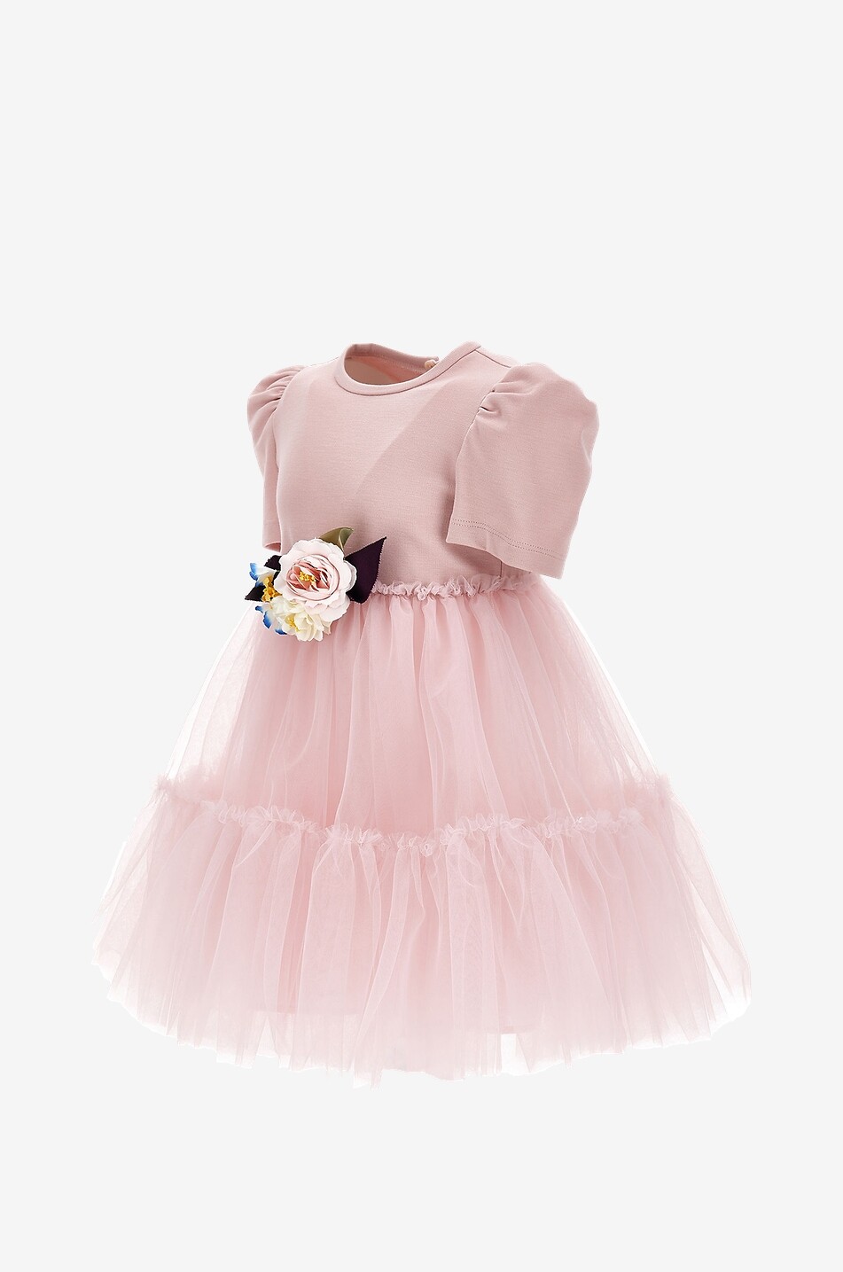 MONNALISA Ballerina Viva flower appliqué adorned tulle girl's dress Girl PINK 3