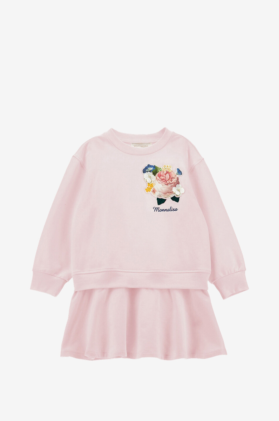 MONNALISA Mädchen-Sweatkleid mit Blütenpatch Mädchen ROSA 1