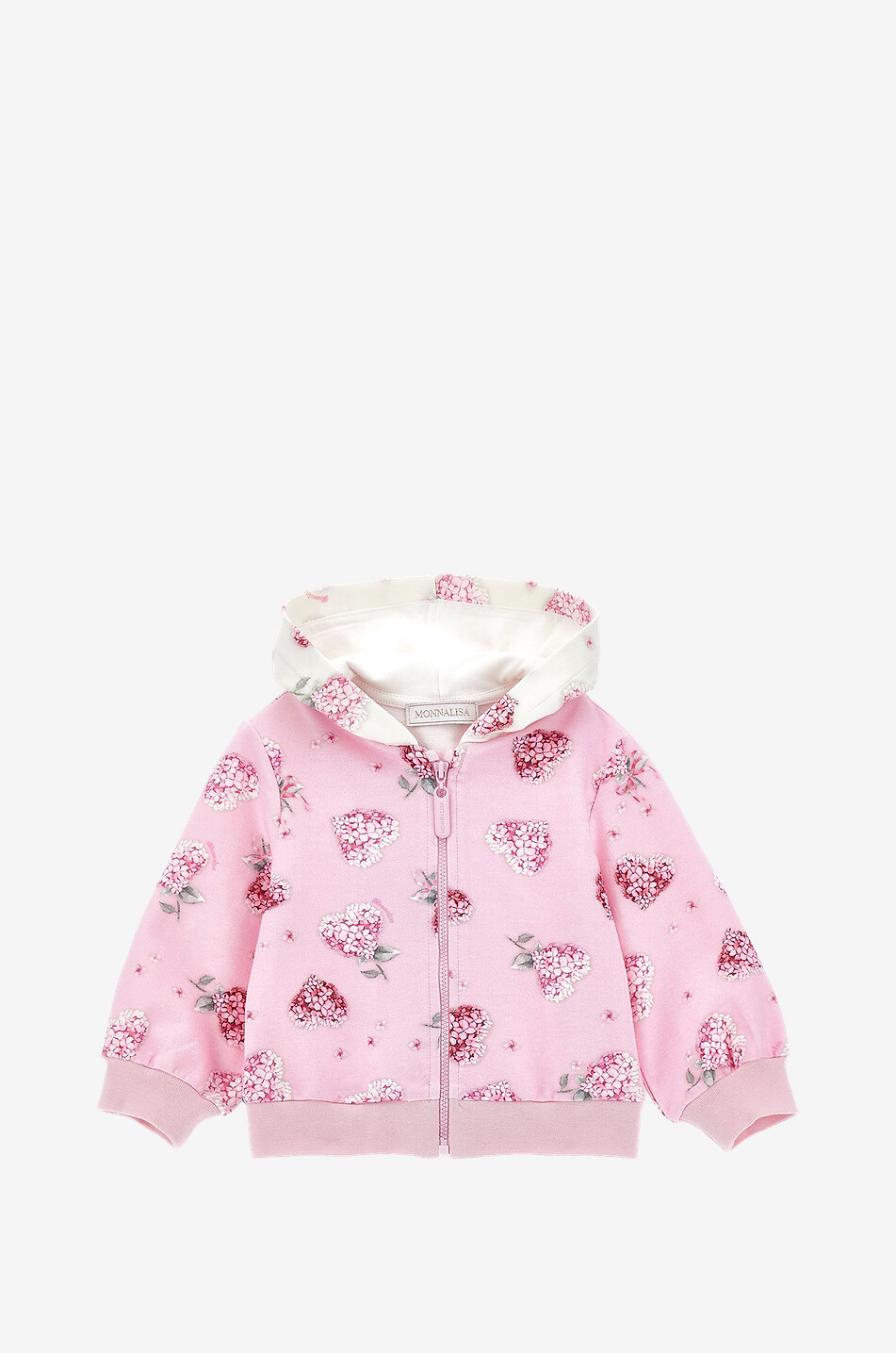 Flower Hearts baby hooded full-zip sweatshirt