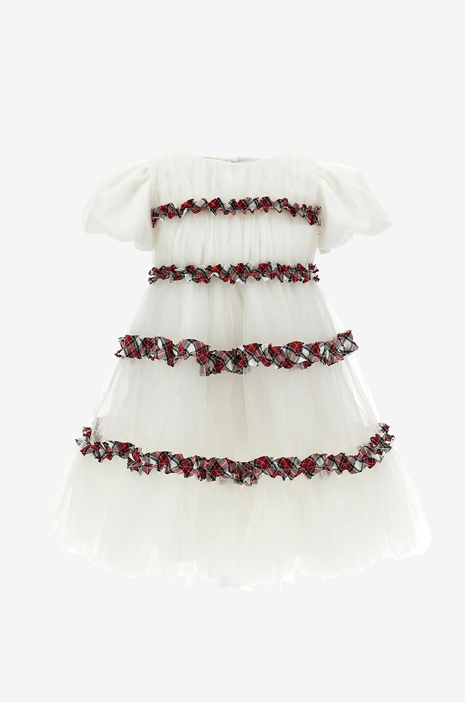 Festliches Baby-Tüllkleid mit Tartan-Rüschen