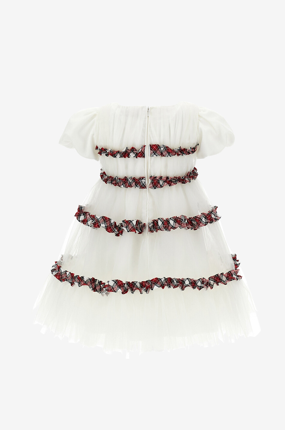 MONNALISA Festliches Baby-Tüllkleid mit Tartan-Rüschen Baby WEISS 2