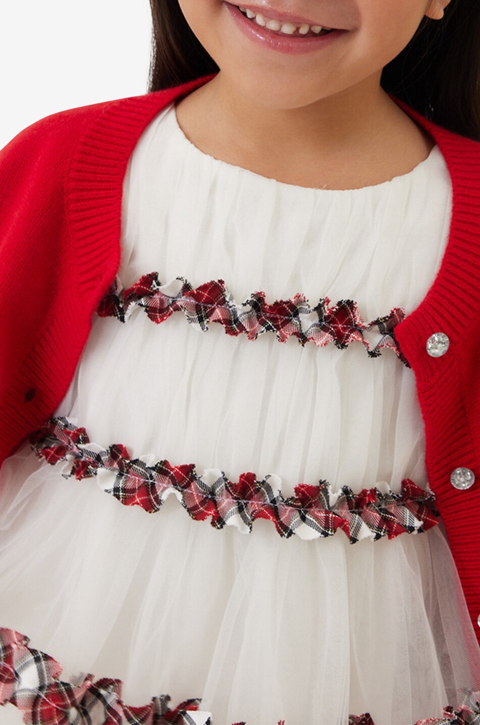 MONNALISA Festliches Baby-Tüllkleid mit Tartan-Rüschen Baby WEISS 6