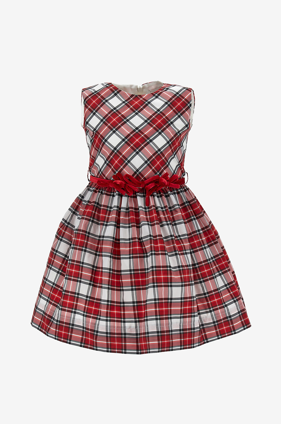 Sleeveless checked taffeta baby dress