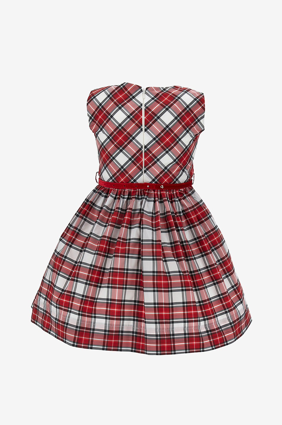 MONNALISA Sleeveless checked taffeta baby dress Baby RED 2