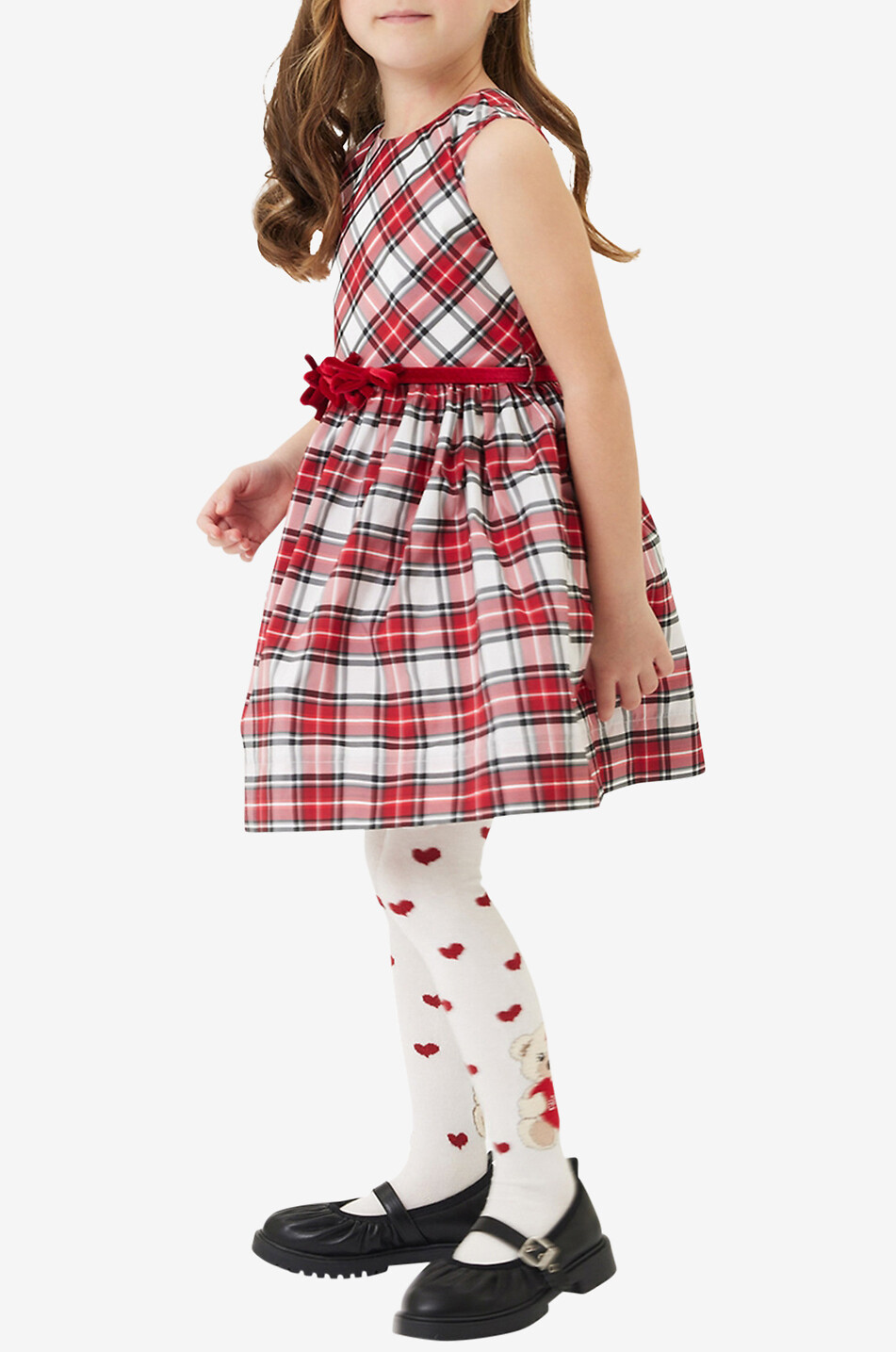 MONNALISA Sleeveless checked taffeta baby dress Baby RED 3