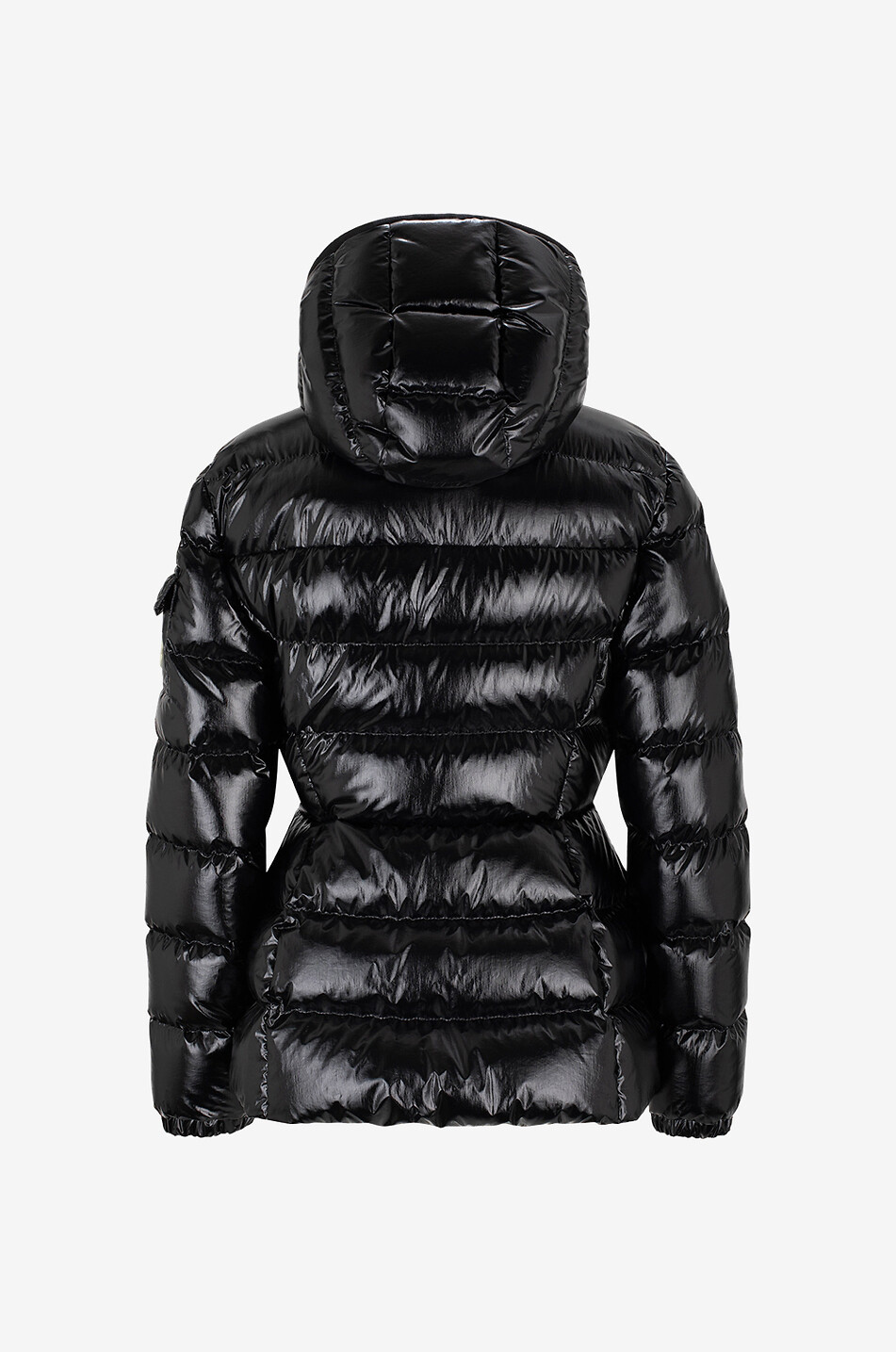 Barante cinched glossy hooded down jacket