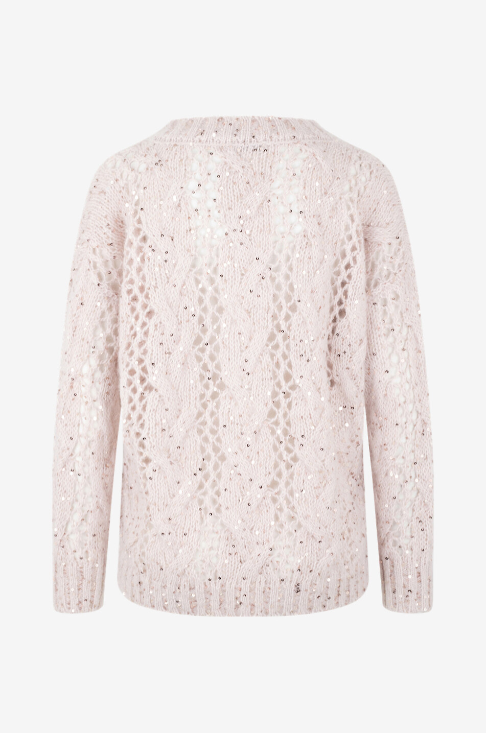 PANICALE Pull ajouré oversize en mohair et laine d'alpaga à sequins Femme ROSE CLAIR 2