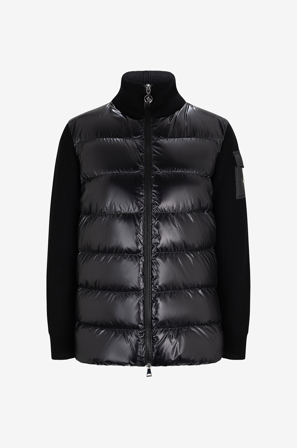 Suit jacket style cardigan with down parts