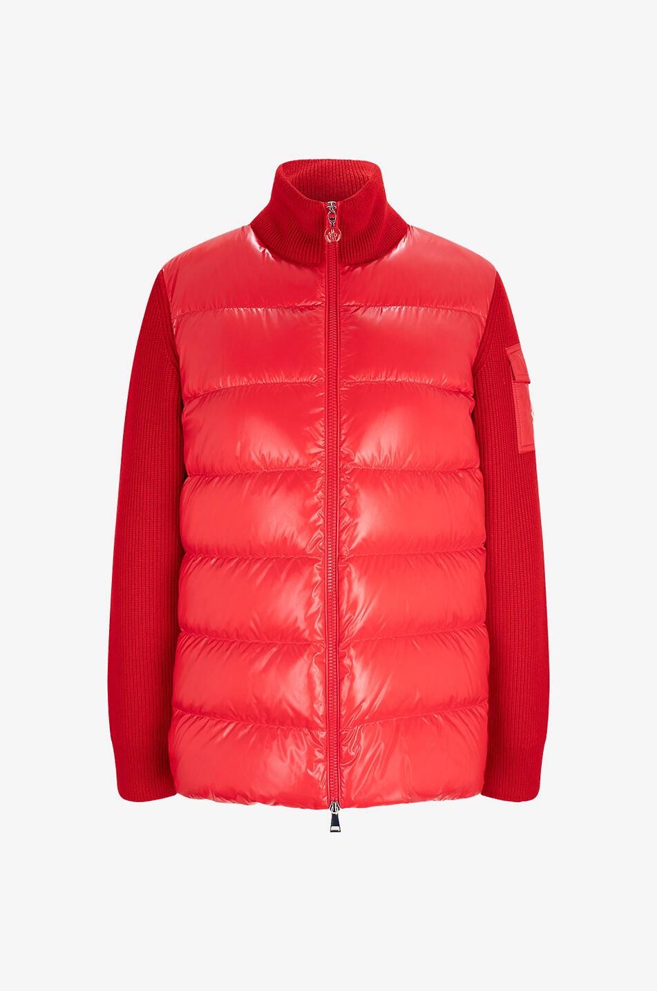 Suit jacket style cardigan with down parts