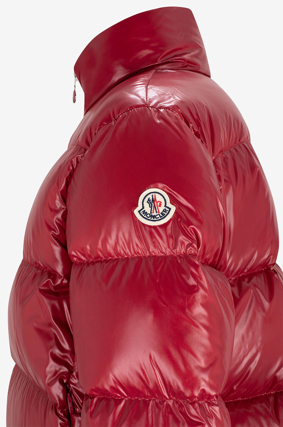 MONCLER Kurze glänzende Boxy-Daunenjacke Abbadia Damen ROT 3