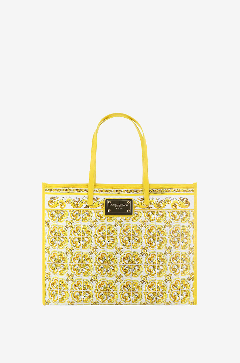DOLCE & GABBANA Majolicas printed large canvas tote bag Women YELLOW 1