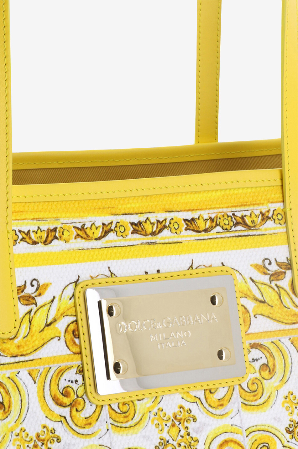 DOLCE & GABBANA Majolicas printed large canvas tote bag Women YELLOW 5