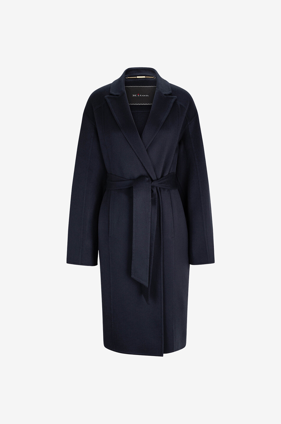 Halblanger doppellagiger Kaschmirmantel mit Gürtel