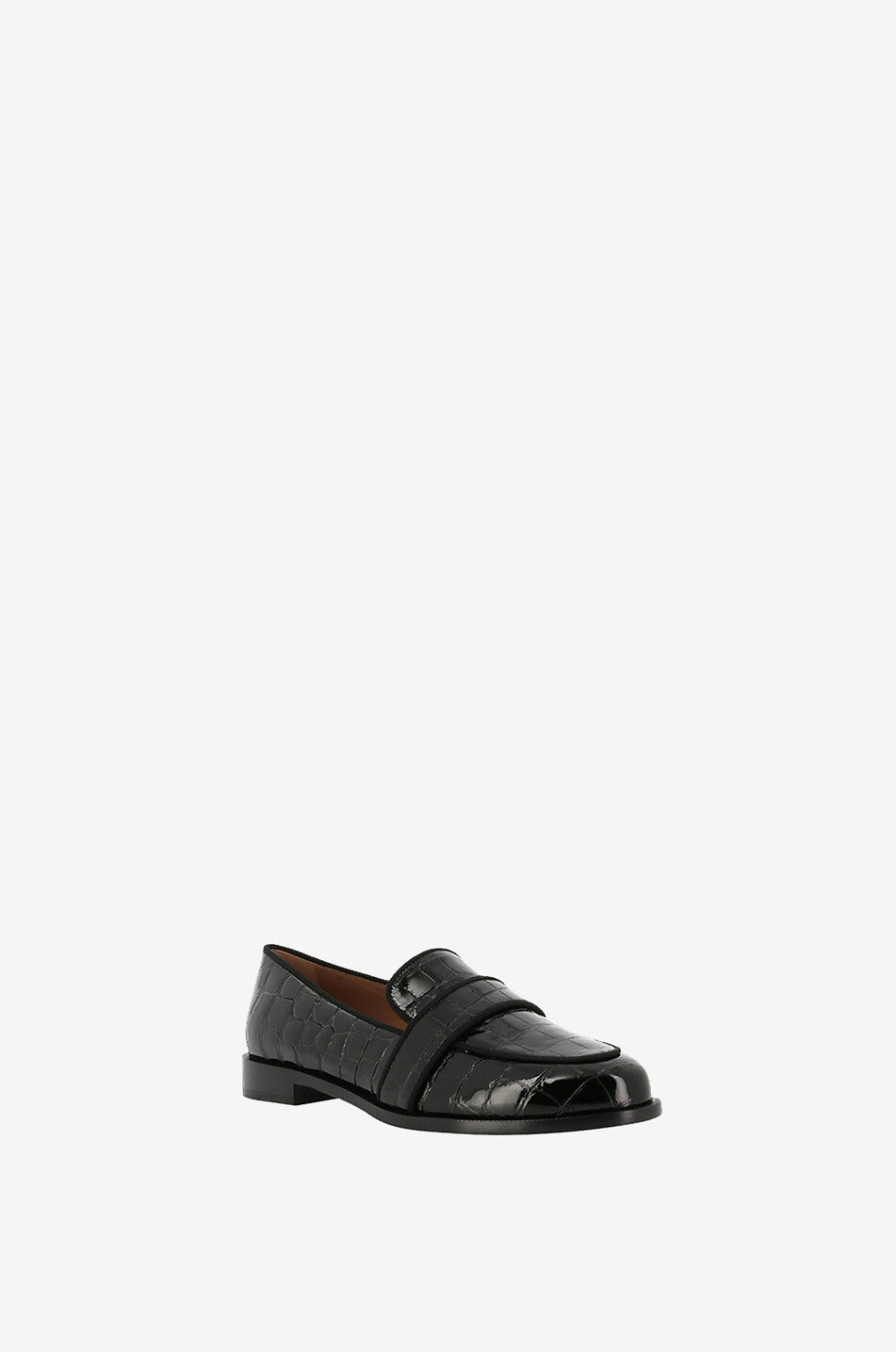 AQUAZZURA Mocassins en cuir verni effet croco Martin 15 Femme NOIR 1