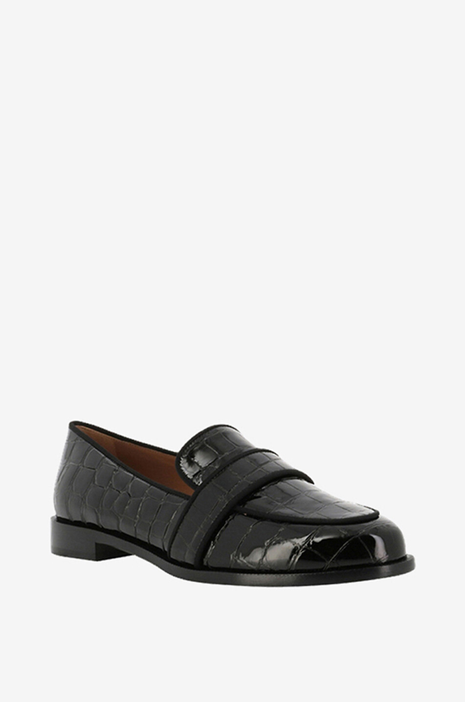 AQUAZZURA Martin 15 croc-embossed patent leather loafers Women BLACK 1