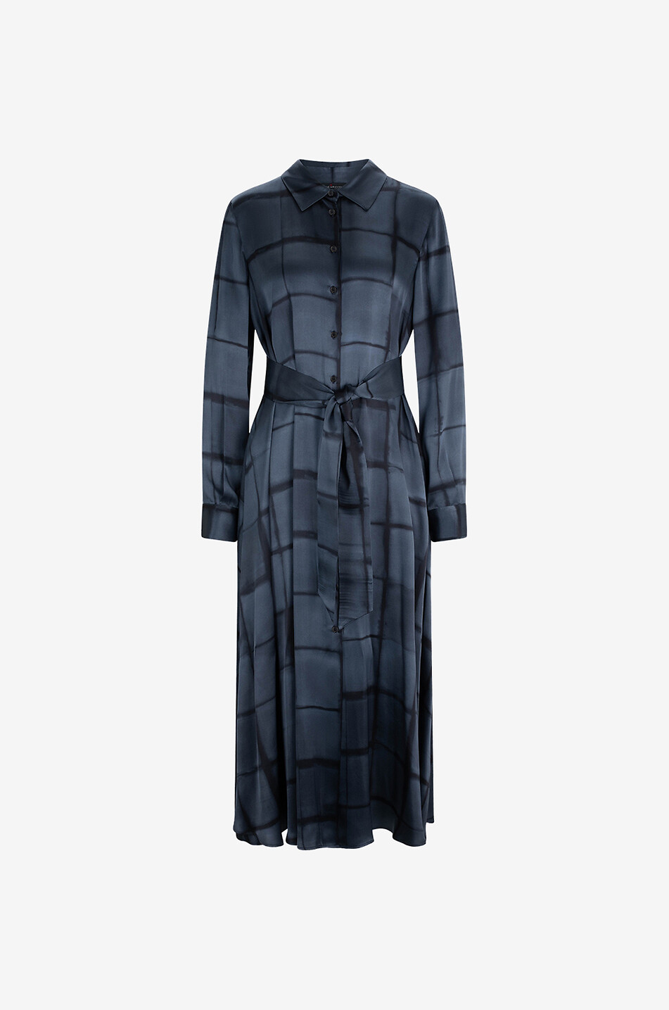 Robe chemise en soie à carreaux tie-and-dye