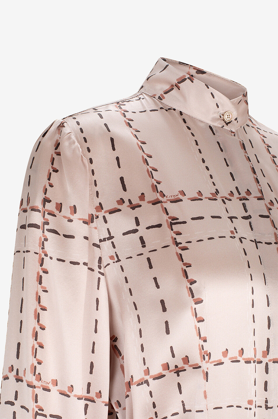 KITON Robe chemise longue en satin de soie imprimée carreaux Femme MULTICOLORE 3