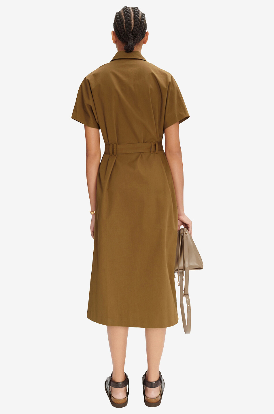 A.P.C. Robe chemise droite midi en popeline New Drew Femme MARRON CLAIR 3
