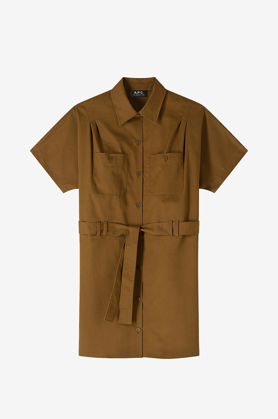 A.P.C. Robe chemise droite midi en popeline New Drew Femme MARRON CLAIR 1
