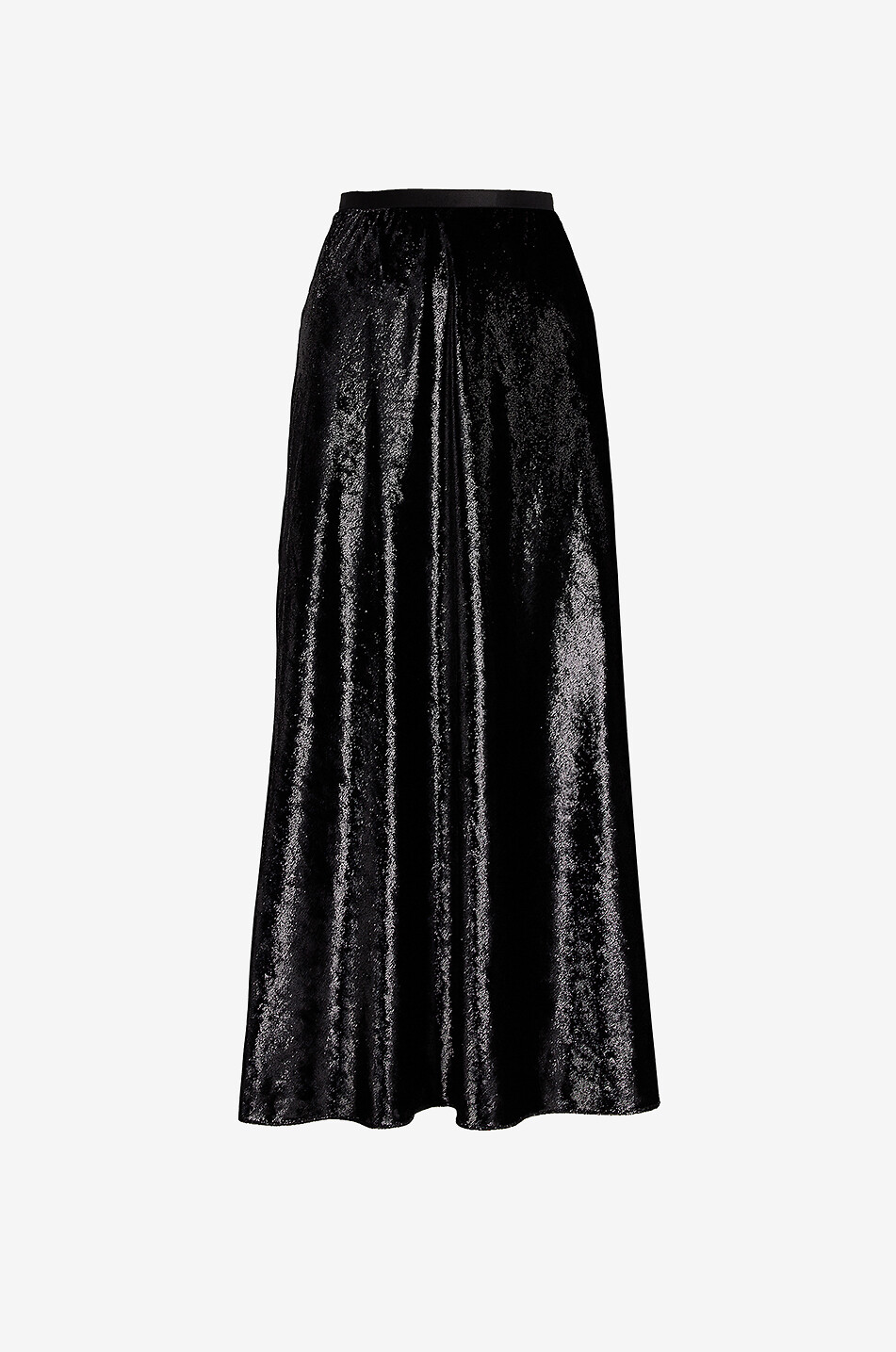 Metallic velvet midi skirt