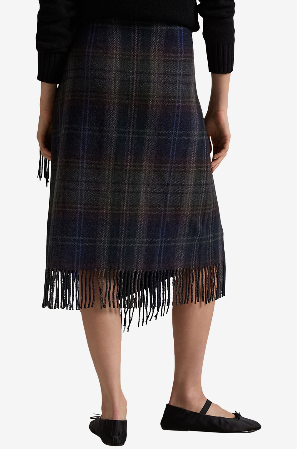 POLO RALPH LAUREN Karierter Midi-Wickelrock mit Fransen Plaid Damen BUNT 3