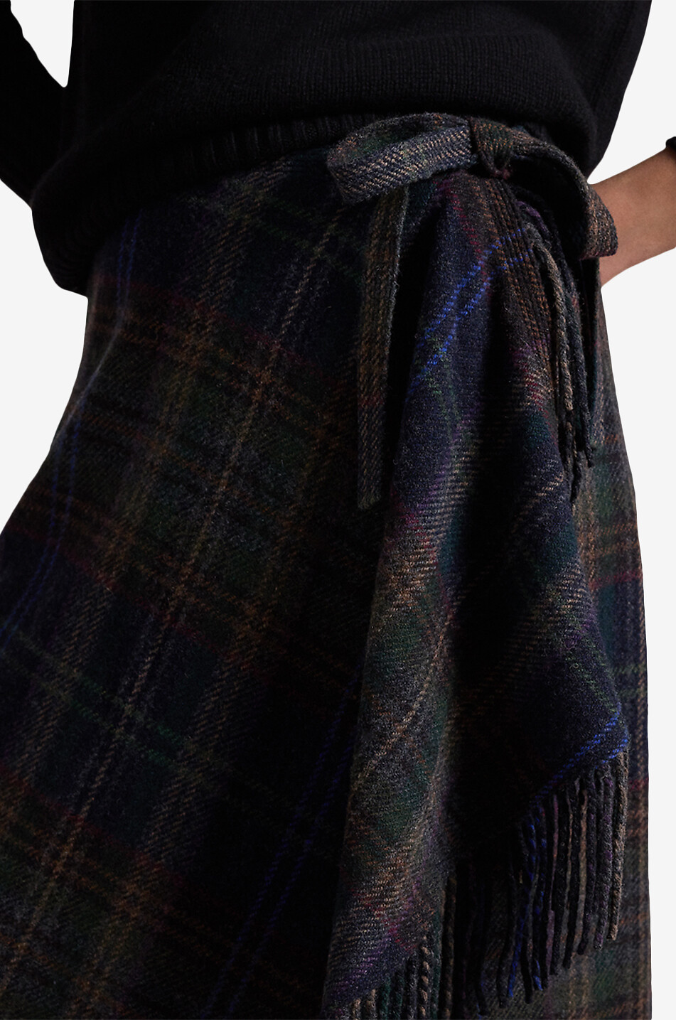 POLO RALPH LAUREN Karierter Midi-Wickelrock mit Fransen Plaid Damen BUNT 5