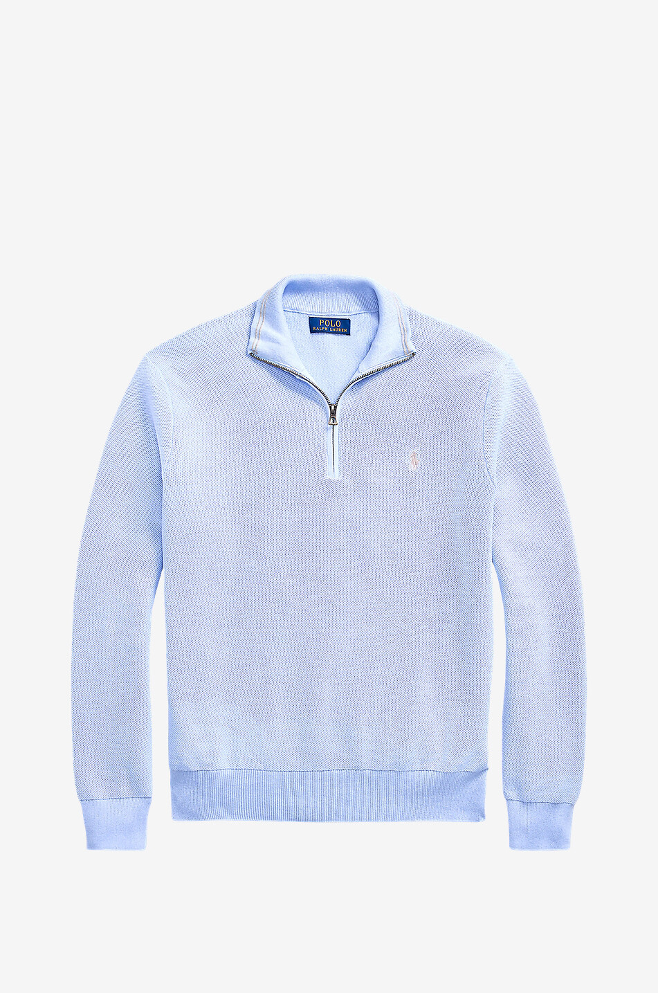 Piqué-Strick-Pullover mit Stehkragen und Reissverschluss Pony