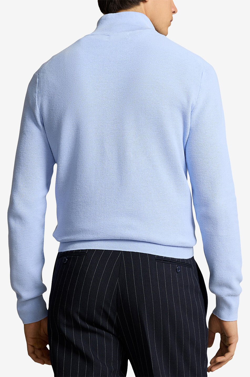 POLO RALPH LAUREN Piqué-Strick-Pullover mit Stehkragen und Reissverschluss Pony Herren MITTELBLAU 3