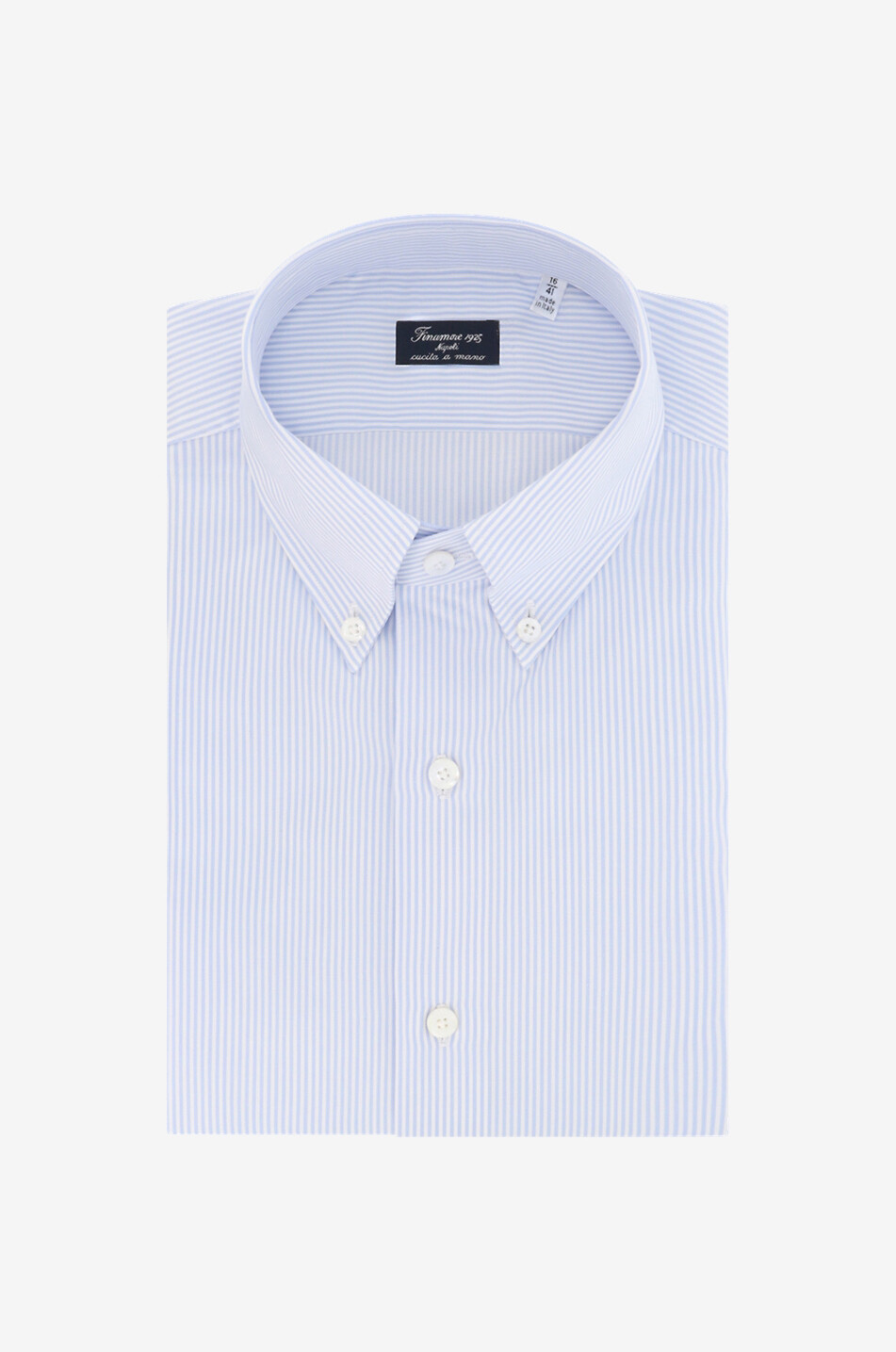 FINAMORE Leonardo Napoli Fit striped cotton shirt Men LIGHT BLUE 1