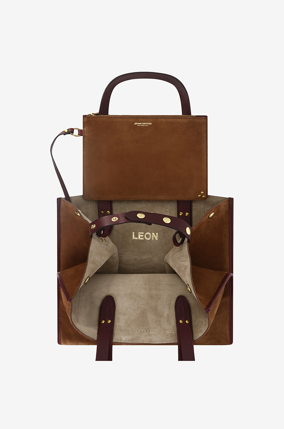 JEROME DREYFUSS Léon M leather tote bag Women BROWN 3