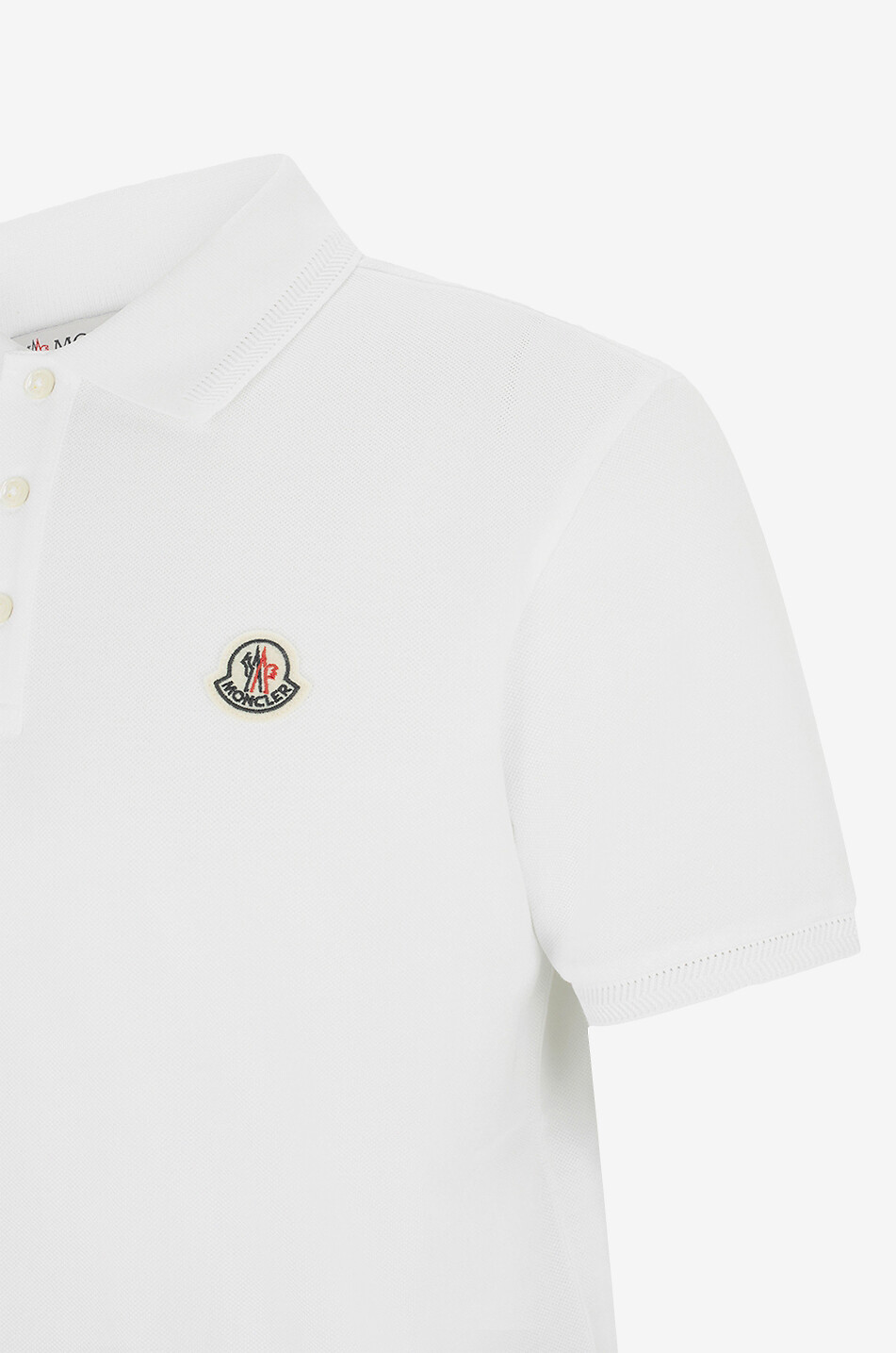 MONCLER Rooster patch and herringbone cotton piqué short-sleeve polo shirt Men WHITE 3