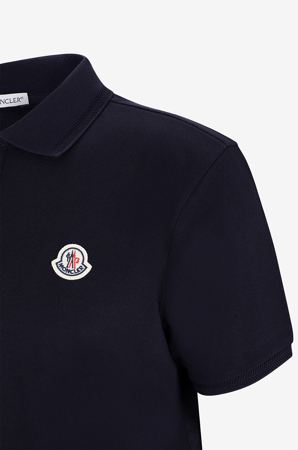 MONCLER Polo en coton piqué à manches courtes patch coq et chevrons Homme BLEU 3