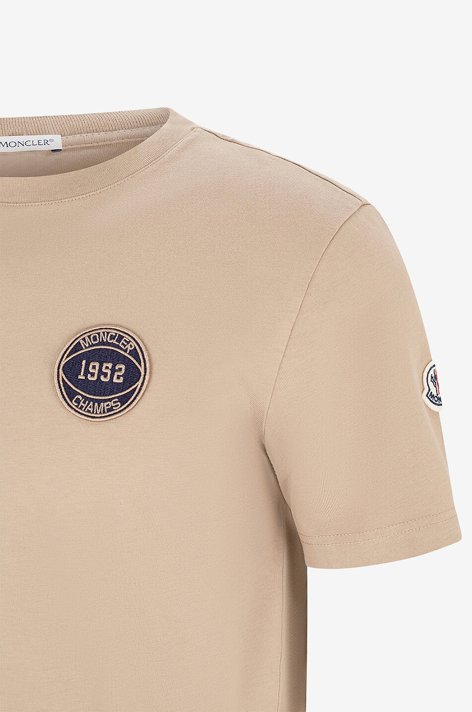 MONCLER T-shirt brodé d'un patch Moncler Champs Homme Beige Foncé 3