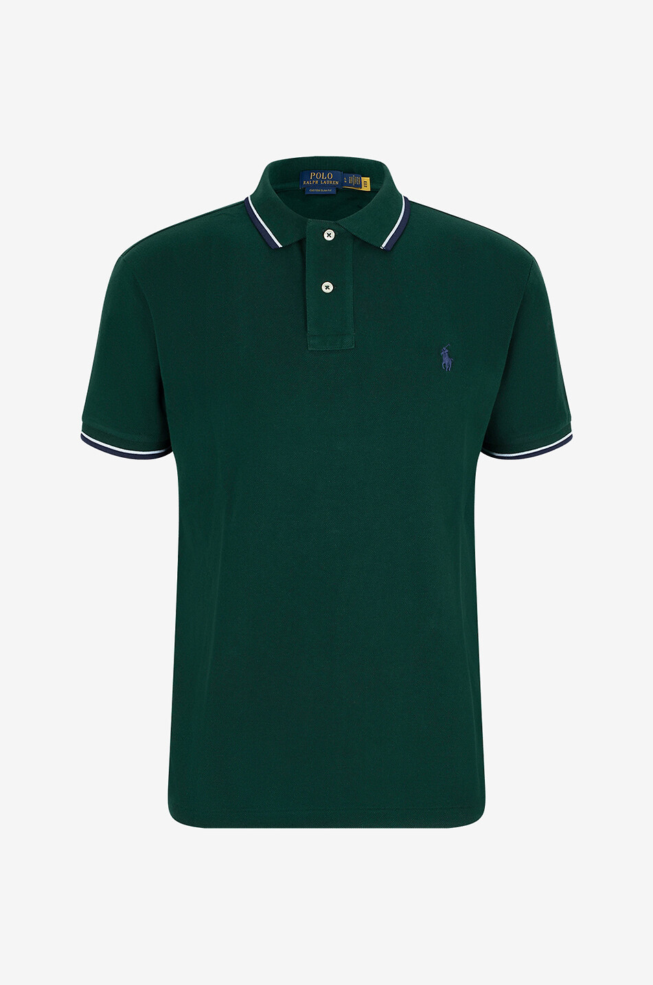 Kurzarm-Polohemd mit Kontrast-Streifen Custom Slim Pony