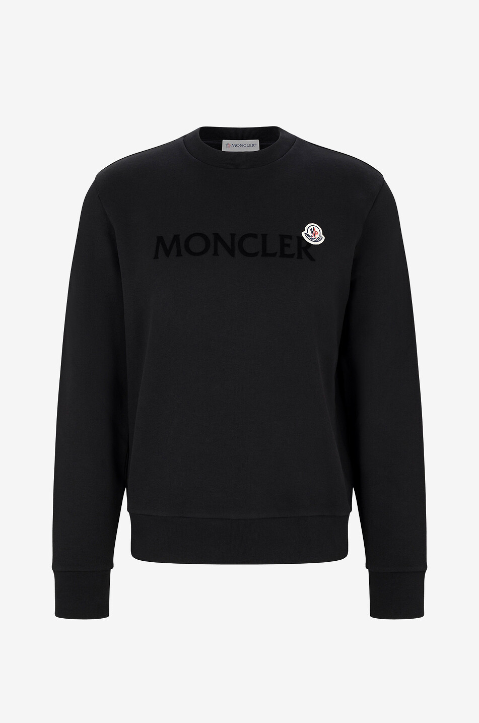 Flock print and logo patch adorned crewneck sweatshirt MONCLER Bongenie