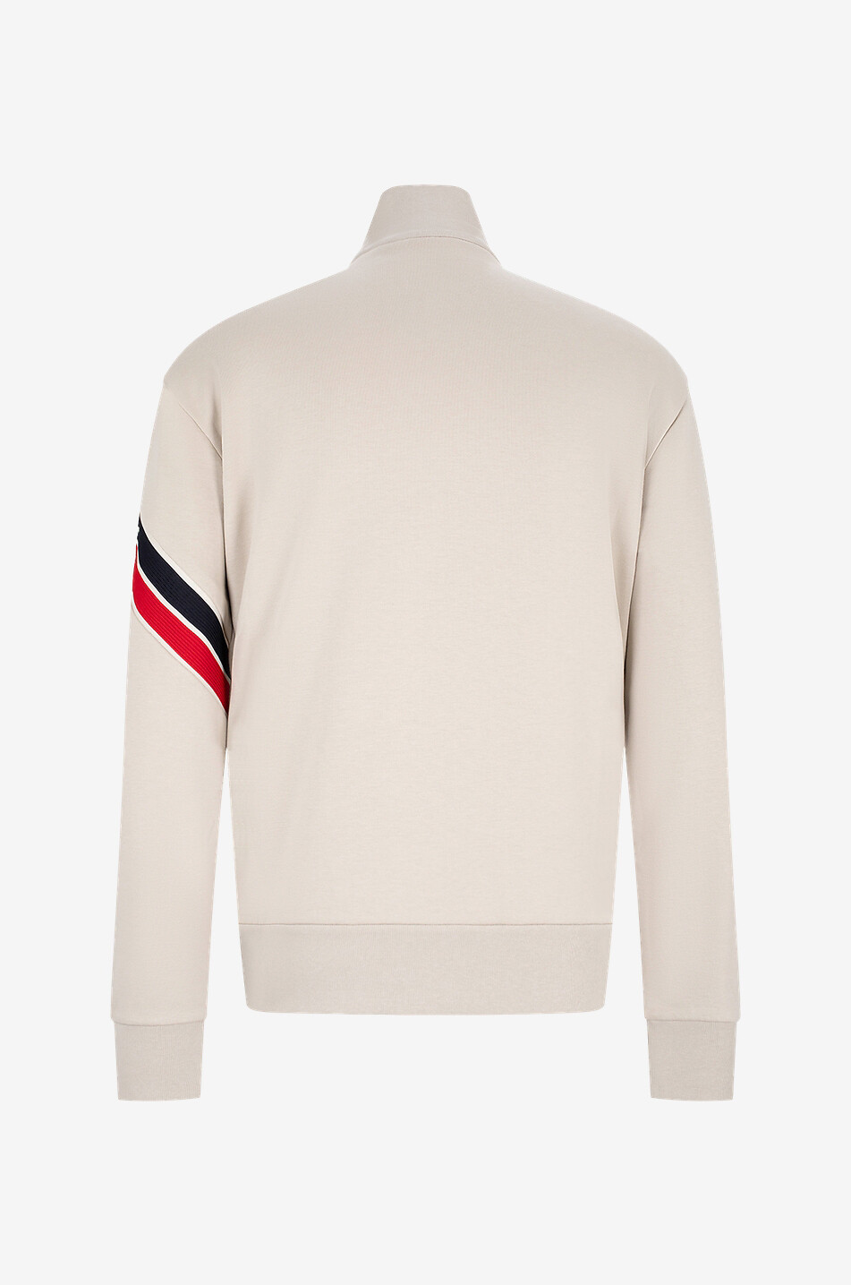 Tricolour knit adorned jersey full zip sweatshirt